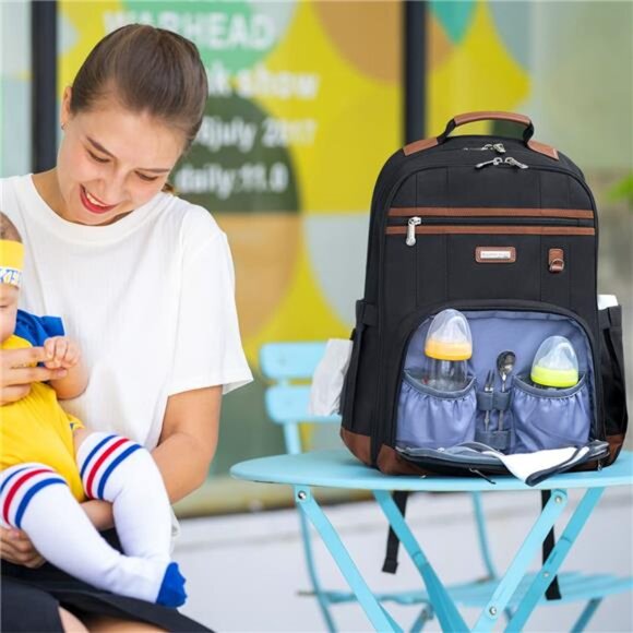 Diaper Bag, Diaper Bag Backpack for Baby Large Capacity, Insulated Pockets - Picture 6 of 8